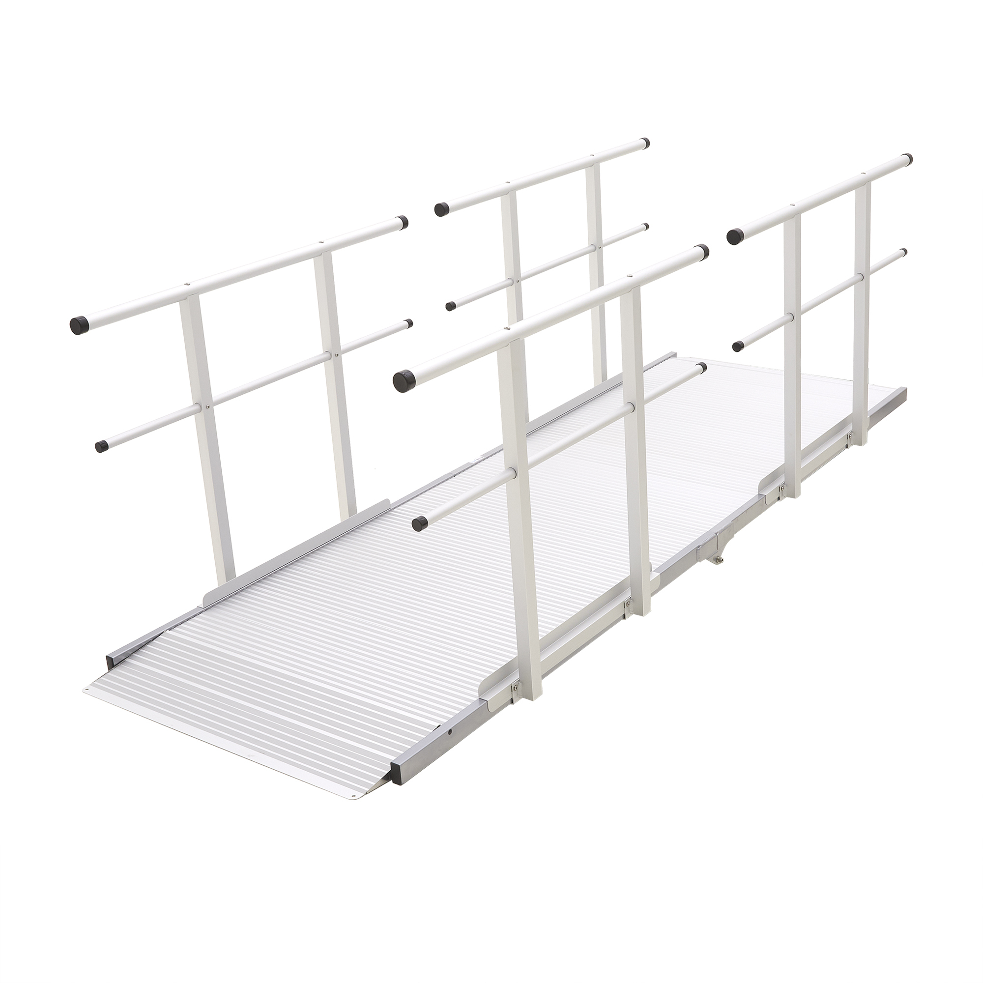 Silver Spring Folding Aluminum Mobility Ramp — 8ft. Length, Dual Handrails, 850-Lb. Capacity, 2in. Siderails, Textured Traction, Model# SSFHR-08